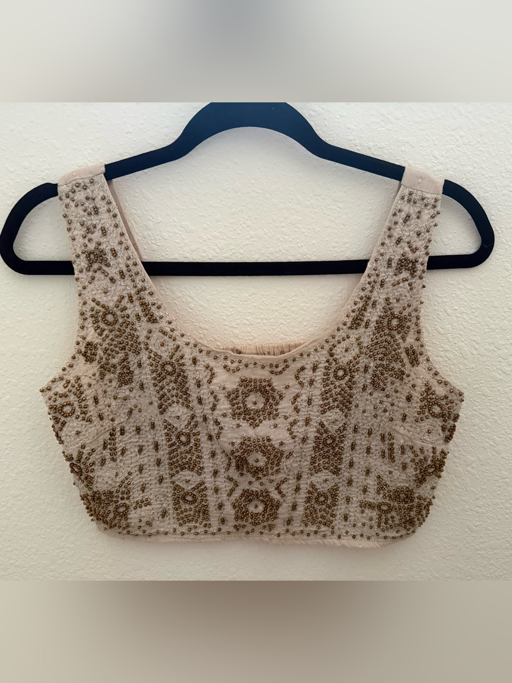 Raga Beaded Embroidered Cropped Tank Top Sleeveless, Small
